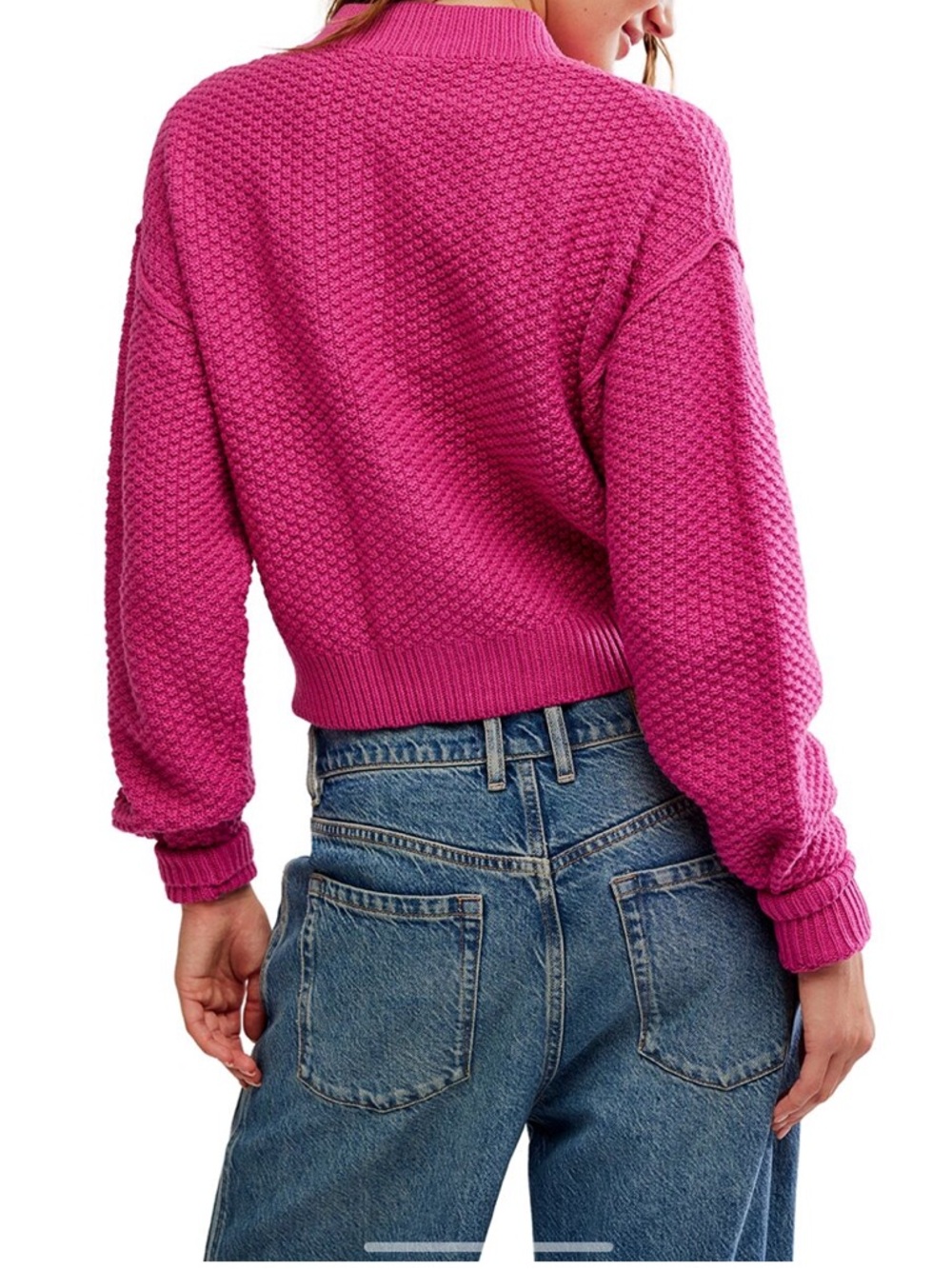 Free People Oversized Cable Knit Cardigan in Plumdrop Size M - Picture 5 of 11
